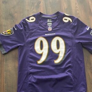 NFL Purple Ravens Odafe Oweh Jersey with Gold and White Details